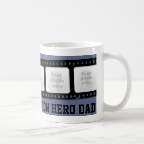 Action hero Dad 5 photos film strip mug