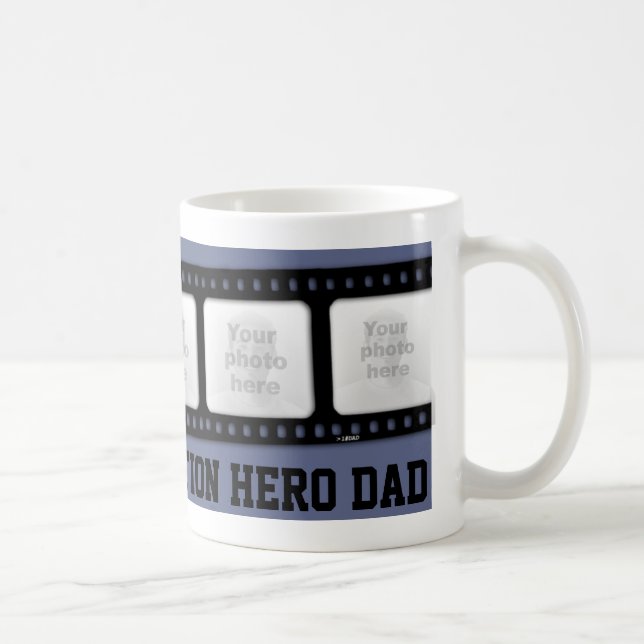 Action hero Dad 5 photos film strip mug (Right)