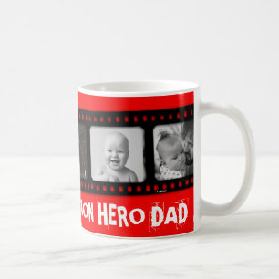 Action hero Dad 5 photos film strip red mug