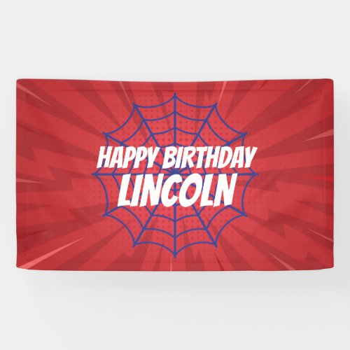Action Hero Spiderweb Theme Birthday Banner