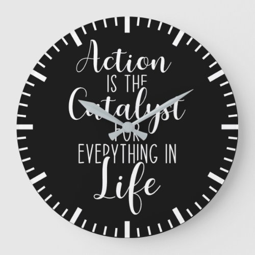 Action Is The Catalyst _ Gym Hustle Success Large Clock