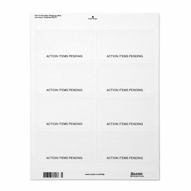 Action Items Pending | High-Contrast Shipping  Label (Full Sheet)
