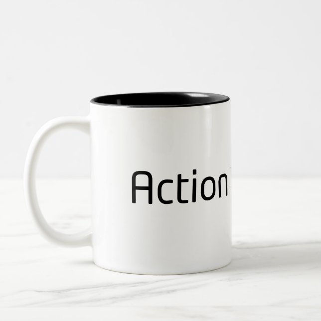 Action Over Anxiety Minimalist Two-Tone Coffee Mug (Left)