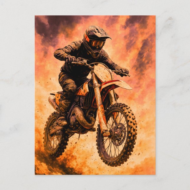 Action Packed Dirt Bike Rider Postcard (Front)