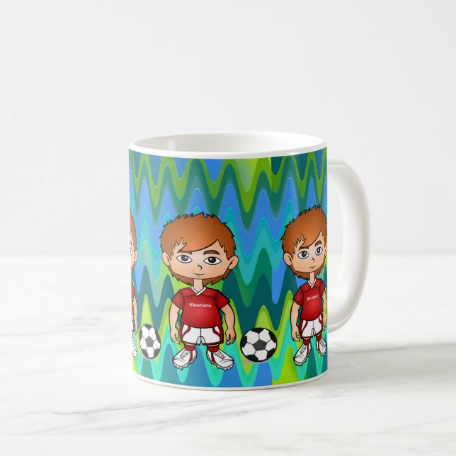 Action-Packed Football Player Art Coffee Mug (Front Right)