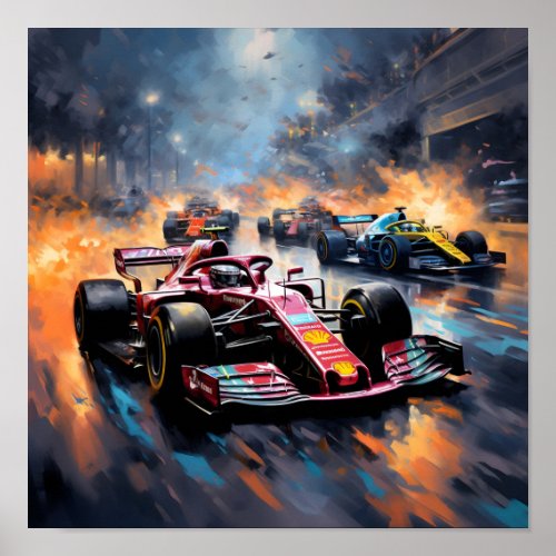 Action Shot Impressionist Formula 1 Race Poster