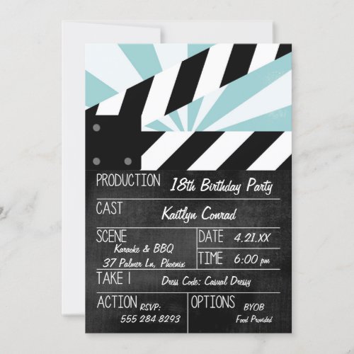 Action Sign Movie Party Invitation