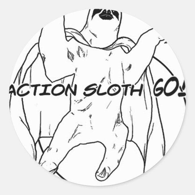Action Sloth, Go! Classic Round Sticker (Front)