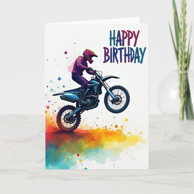 Action Wheelie Birthday Card (Front)