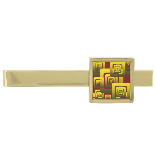 Activate My Heart Pattern Golden Gold Finish Tie Bar (Front)