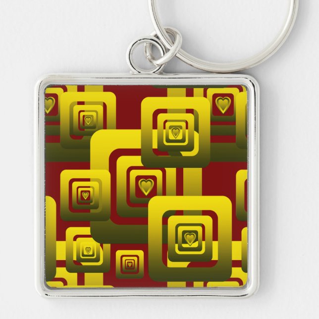 Activate My Heart Pattern Golden Keychain (Front)