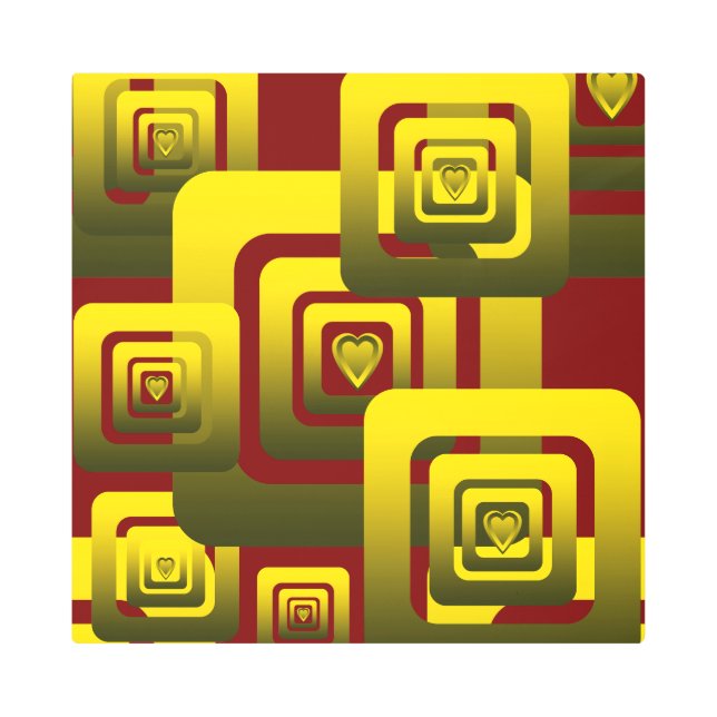 Activate My Heart Pattern Golden Metal Print (Front)