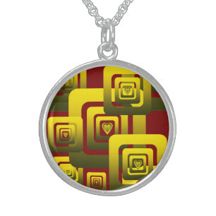 Activate My Heart Pattern Golden Sterling Silver Necklace