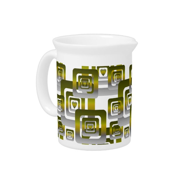 Activate My Heart Pattern Silver Beverage Pitcher (Left)