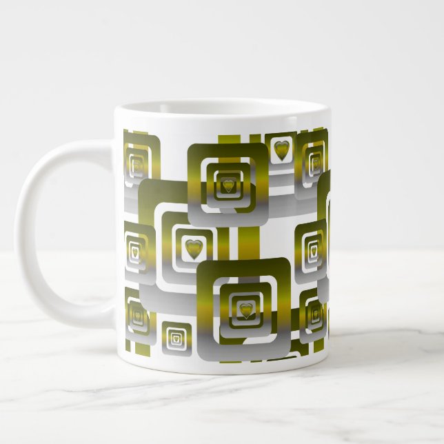 Activate My Heart Pattern Silver Giant Coffee Mug (Left)