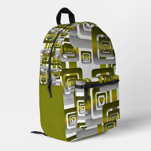 Activate My Heart Pattern Silver Printed Backpack (Back Corner Left)
