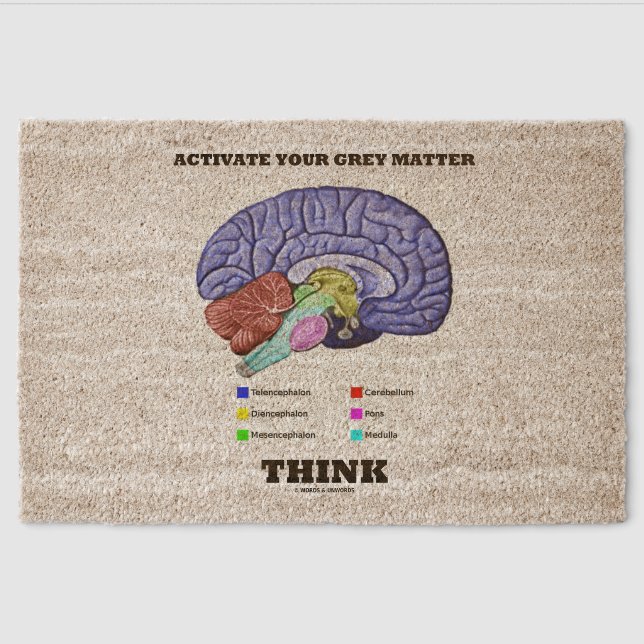Activate Your Grey Matter Think Anatomical Brain Fiber Doormat (Front)