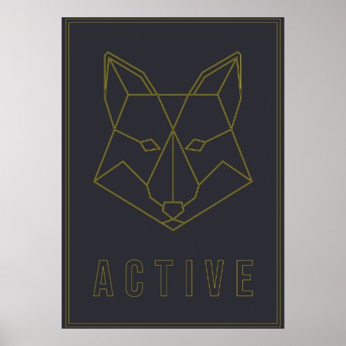 Active affirmation poster yellow origami fox