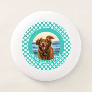 Active Dog Name Loves Playing Turquoise Polka Dots Wham-O Frisbee