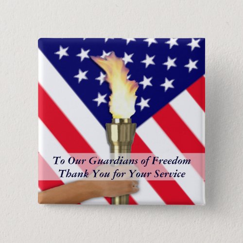 Active Duty Military or Retired Veterans Thank You Pinback Button