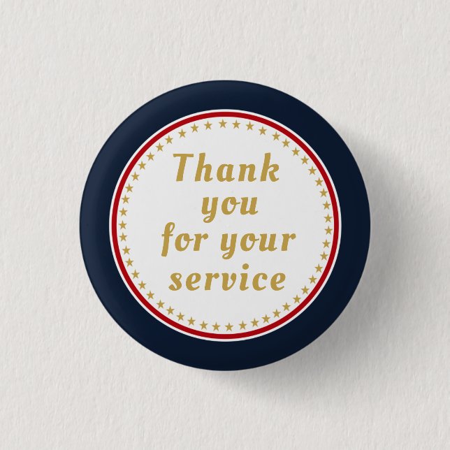 Active Duty Retired Military Police Fire Thank You Pinback Button (Front)
