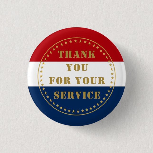 Active Duty Veteran Military Police Fire Thank You Button (Front)