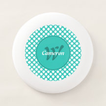 Active Name Initial Turquoise White Polka Dots