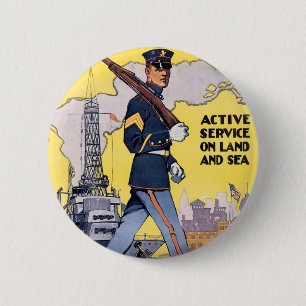 Active Service on Land and Sea Button