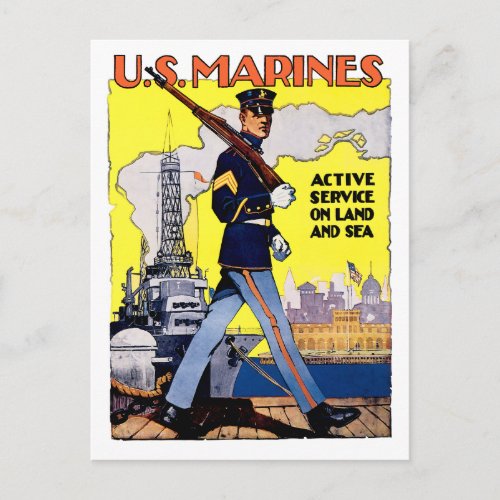 Active Service on Land and Sea Postcard