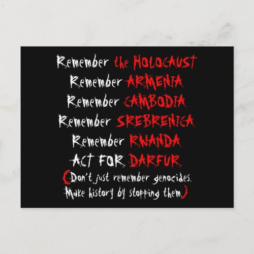 Activism Dont just remember genocides Postcard