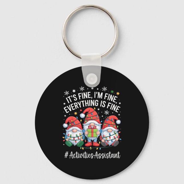Activities Istant Gnome Everything Is Fine Christm Keychain (Front)
