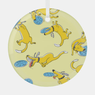 Activity dogs: frisbee sports pattern glass ornament