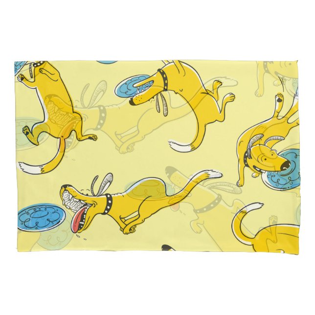 Activity dogs: frisbee sports pattern pillow case (Front)