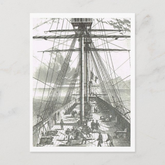Activity on the foredeck  1800s postcard (Front)