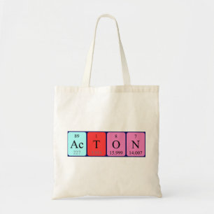 Acton periodic table name tote bag