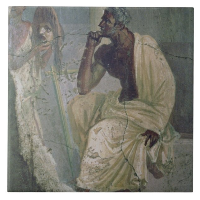 Actor and Mask, from the House of the Tragic Poet, Ceramic Tile (Front)