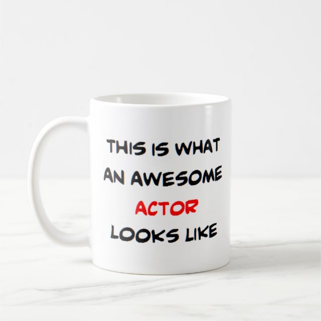 actor, awesome coffee mug (Left)