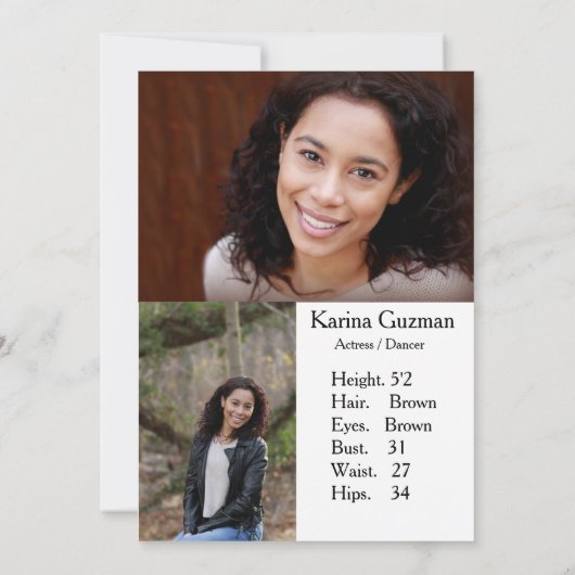 Actor Comp Cards (Back)