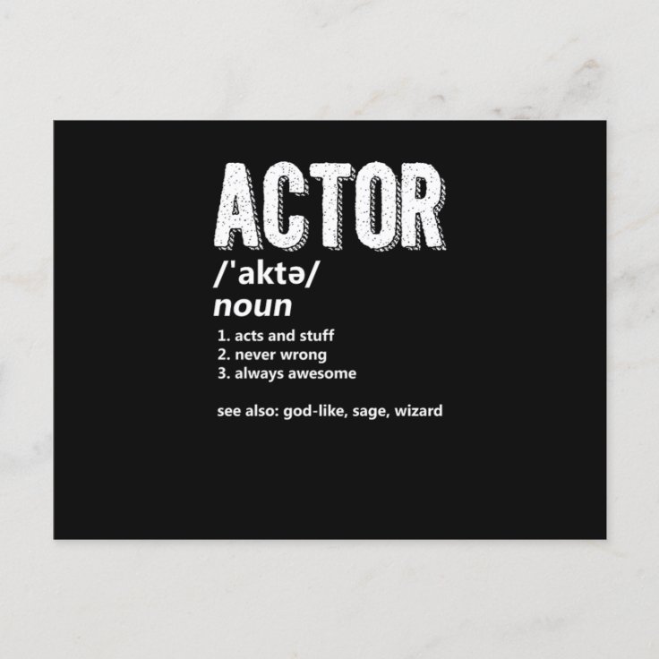 Actor Definition Actress Acting Movie Theatre Gift Postcard Zazzle