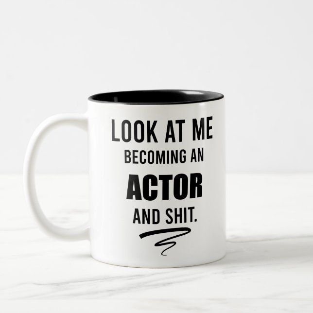 Actor Graduation Party Funny Gift Theater Lover Two-Tone Coffee Mug (Left)
