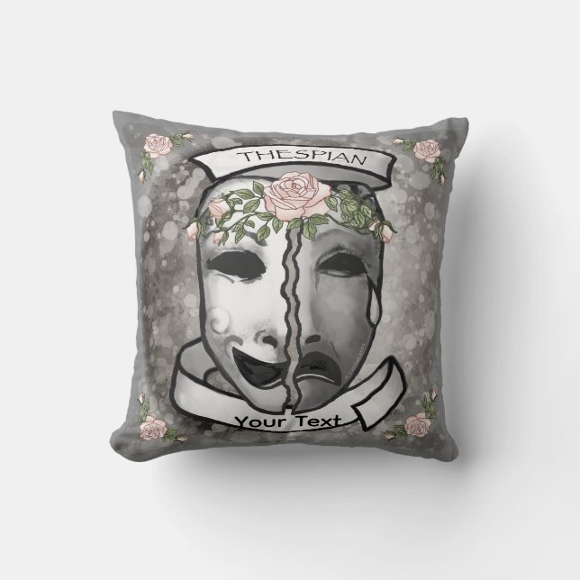 Actor Half Masks Throw Pillow (Front)