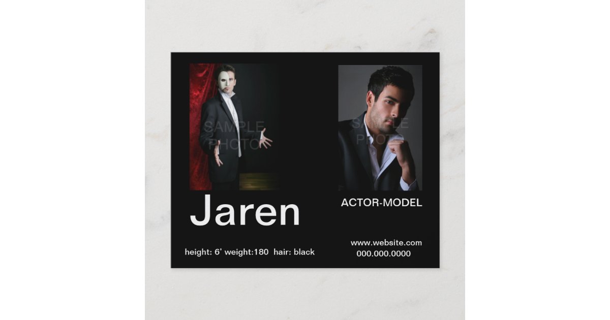 Actor Headshot Affordable Comp Cards | Zazzle.com