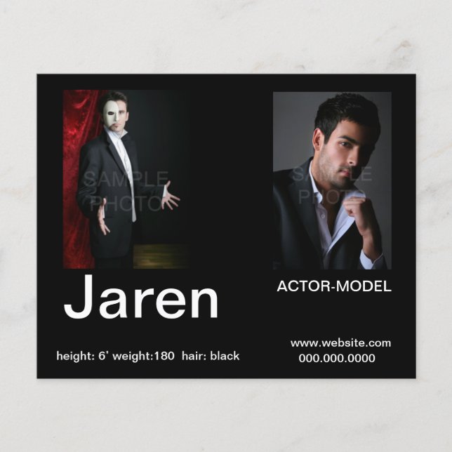 Actor Headshot Affordable Comp  Cards Flyer (Front)