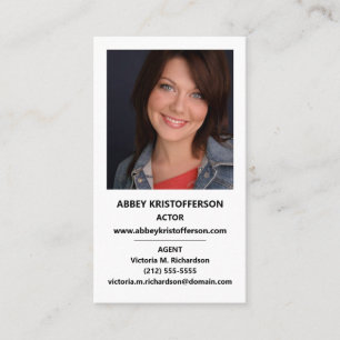 Actor Headshot Agent Information Vertical Business Card