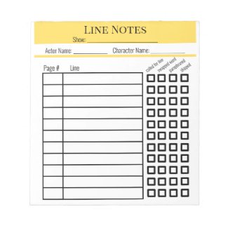 Actor Line Notes chart notepad