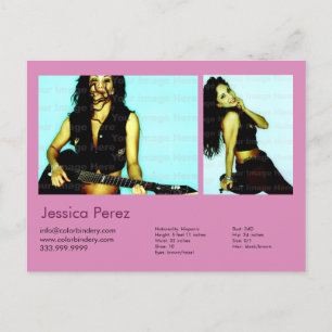 Actor & Model 2 Shot Pink Headshot Comp Postcard