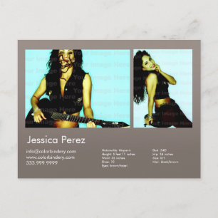 Actor & Model 2 Shot Warm Gray Headshot Comp Postcard