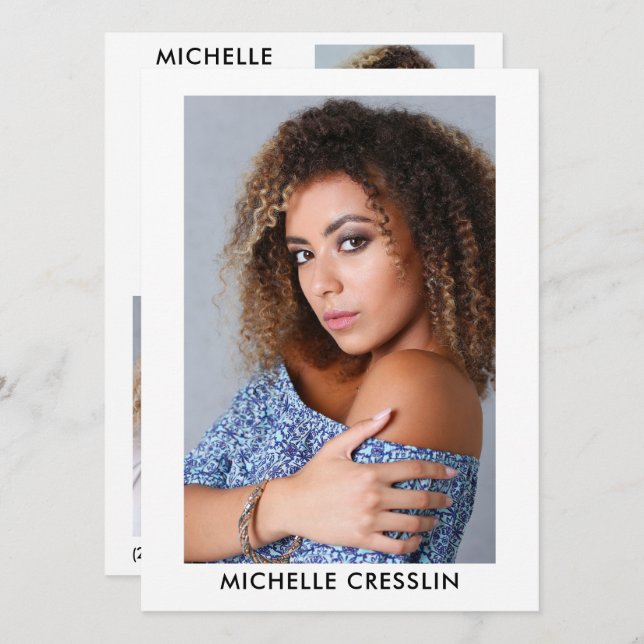 Actor Model 3 Photo Back Comp Zed Card 5.5x7.5 Wht (Front/Back)