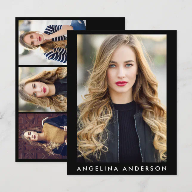 Actor Model 4 Photo Comp Card - Postcard Size Blk | Zazzle