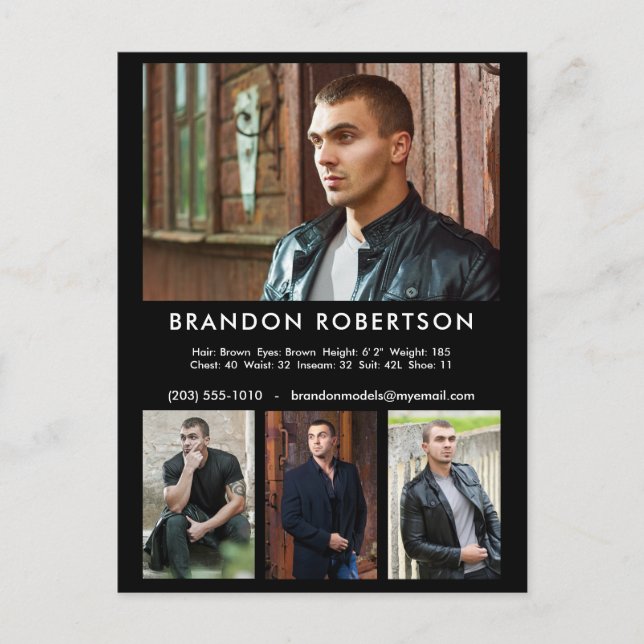 Actor Model 4 Photo Template Promotional Postcard (Front)